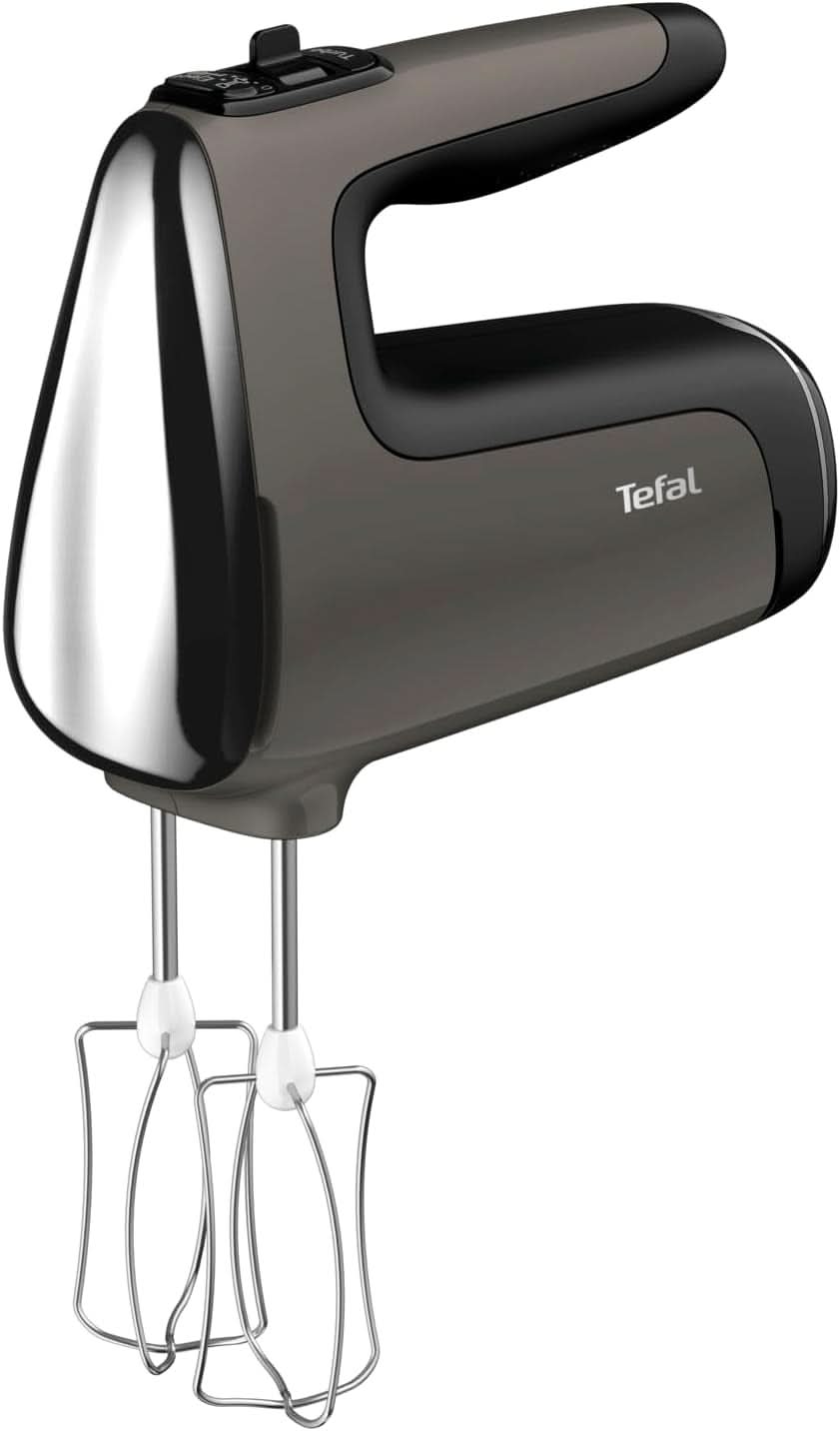 Tefal HT650E Power Mix Silence Handmixer | 600 Watt | Variabler Geschwindigkeitsregler | Turbo- und Auswurf-Funktion | Extremer Freizeitmotor | inkl. 2 Rührbesen und 2 Knethaken | Wheat Kitchen Naty Shop Single