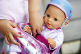 Simba 105560018 – Fahrradsitz für Neugeborene mit Gürtel, Puppenzubehör, Stoffsitz, Sicherheitsgurt, Klettverschluss-Lenker, für 30–43 cm große Puppen, ab 3 Jahren