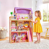 Kidkraft Kayla Holzpuppenhaus mit Möbeln und Zubehör, 3-stöckiges Spielset für 30-cm-Puppen, Spielzeug für 3-Jährige, 65092 – Exklusiv im Naty Shop von Amazon Dollhouses
