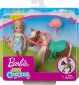 Barbie GHV78 – Club Chelsea Spielset mit Puppe und Pferd, ca. 15 cm große Blondine mit Kleidung und Accessoires, Spielzeuggeschenk für 3–7 Jahre alte Kinder