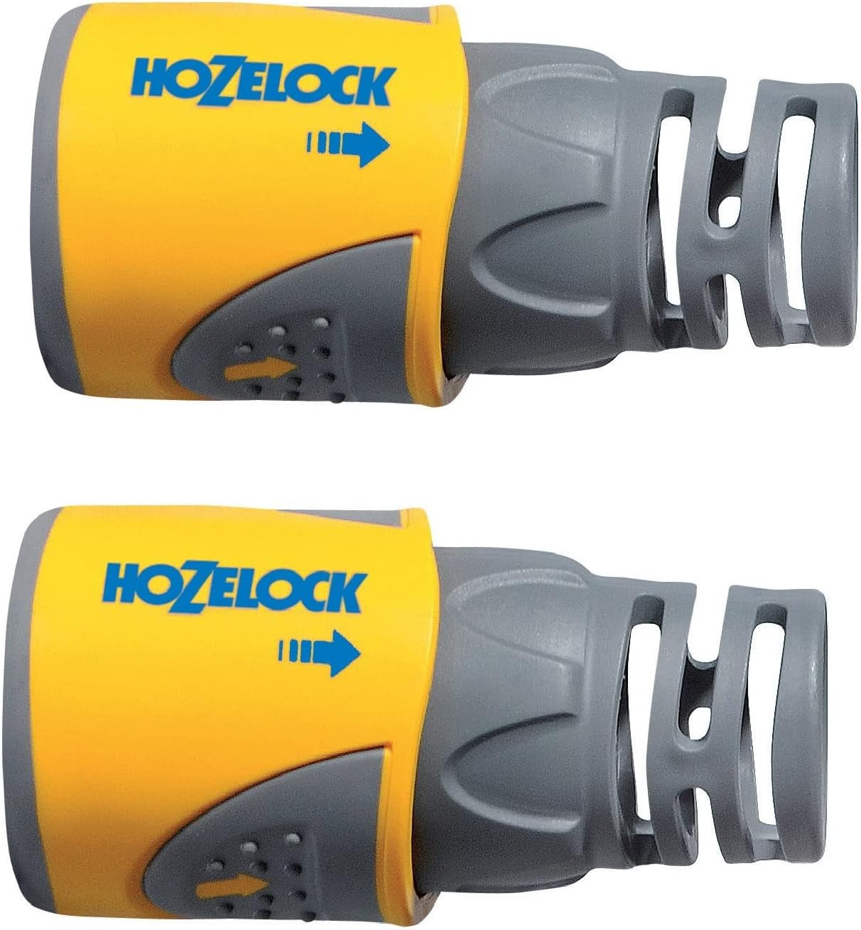 HOZELOCK - 2 Schlauchkupplungen Plus Ø 12,5 mm - 15 mm (1/2"- 5/8") Soft Touch: Wasserdichte, rutschfeste, flexible und verlängerte Schlauchverbindung, die ein Verdrehen und Tropfen verhindert [2050P0025]
