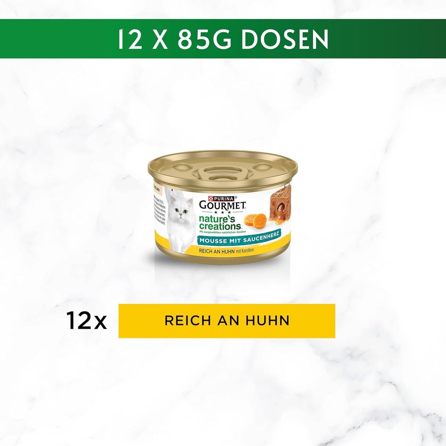 Gourmet Nature's Creations Heart Sauce Mousse Nassfutter für Katzen, reich an Huhn, 12er-Pack (12 x 85 g)