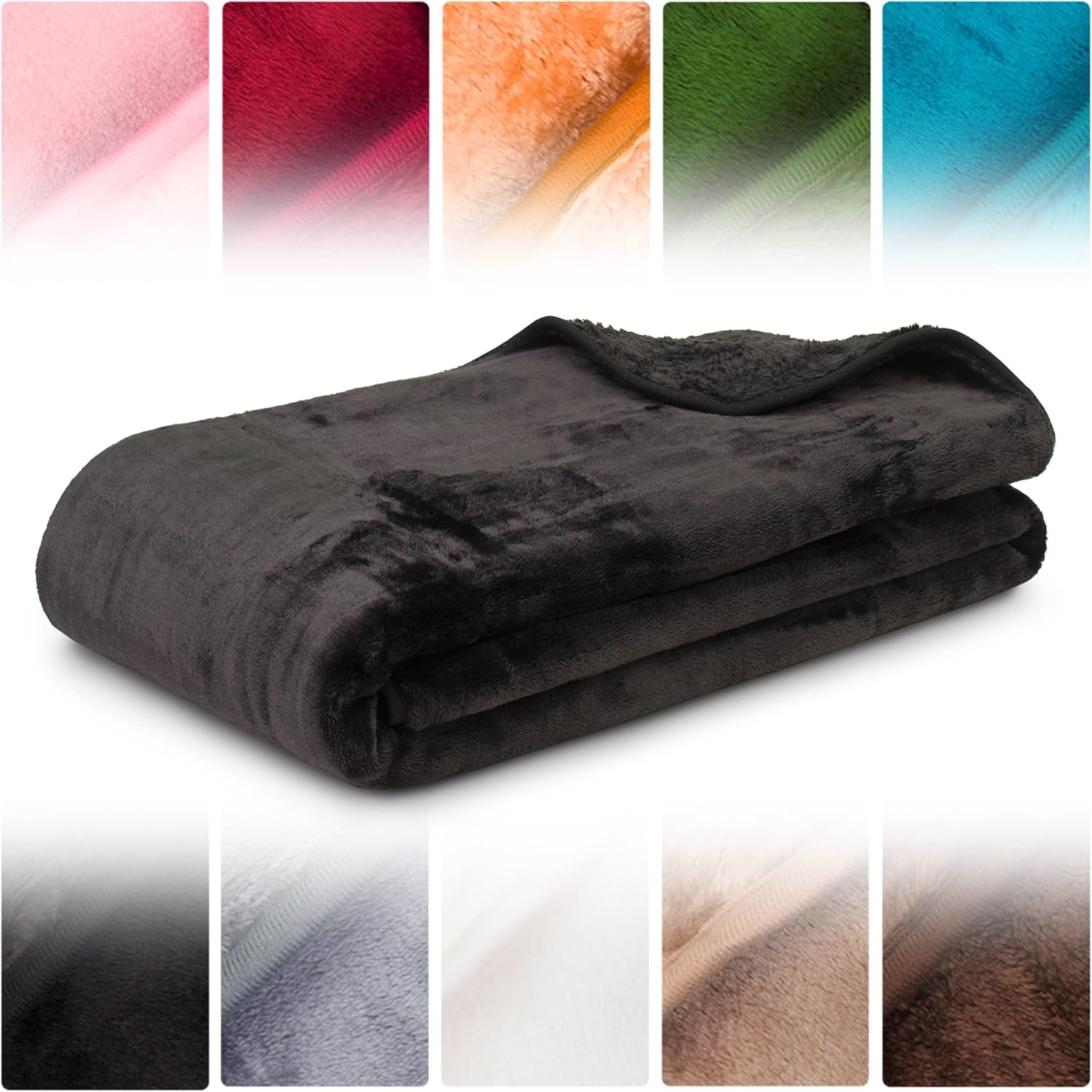 Amago - Bequeme Decke, Kaschmiroptik, 180 x 220 cm - Schwarze Betten und Decken Besuche den Gözze-Store