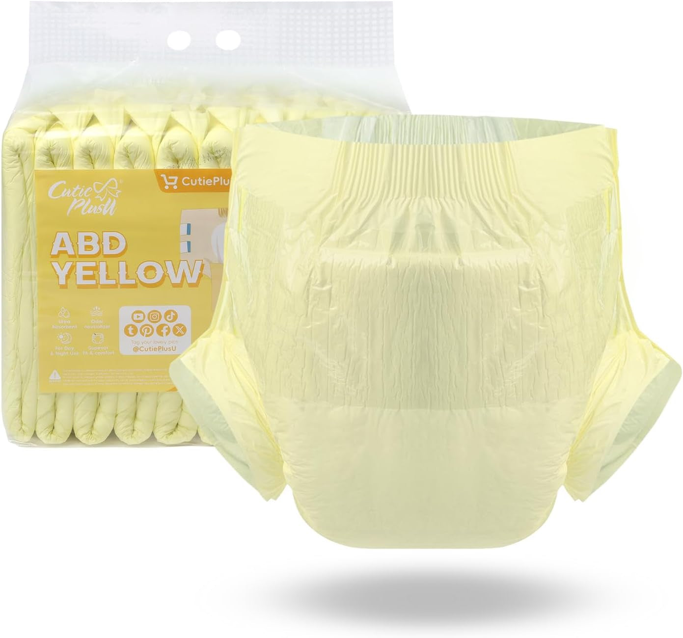 CutiePlusU Erwachsenenwindeln, 10er-Pack Einweg-Inkontinenzhöschen mit Schlaufen für Damen und Herren, maximale Saugfähigkeit über Nacht – Weiß (mittlere Größe 71–96 cm)
