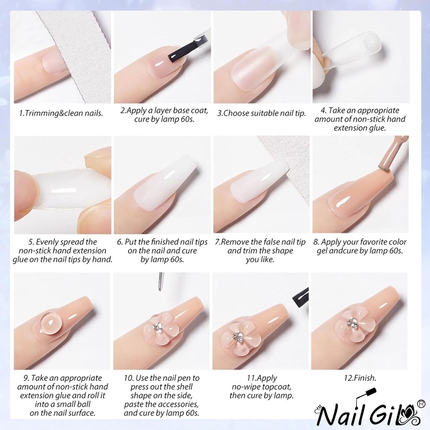 NAILGIL Fester Gel-Nagellack, Fester Gel-Nagelkleber, 3D-Nagelkunst-Skulptur mit Werkzeugset, DIY Home Salon, Transparent 15G