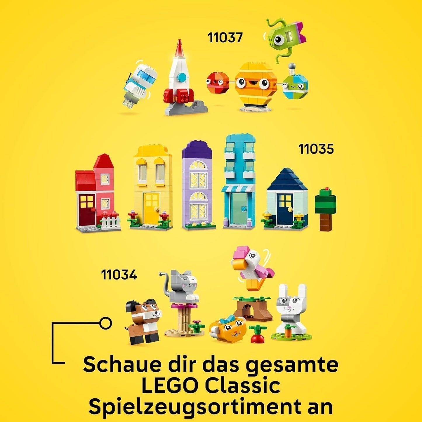 LEGO Classic Kreativhäuser, Bausteinset für Kinder, 850 Steine Bauspielzeug, Hausbauspielzeug mit Zubehör, Geschenk für Jungen und Mädchen ab 4 Jahren 11035 Bausets Beuche den LEGO-Store
