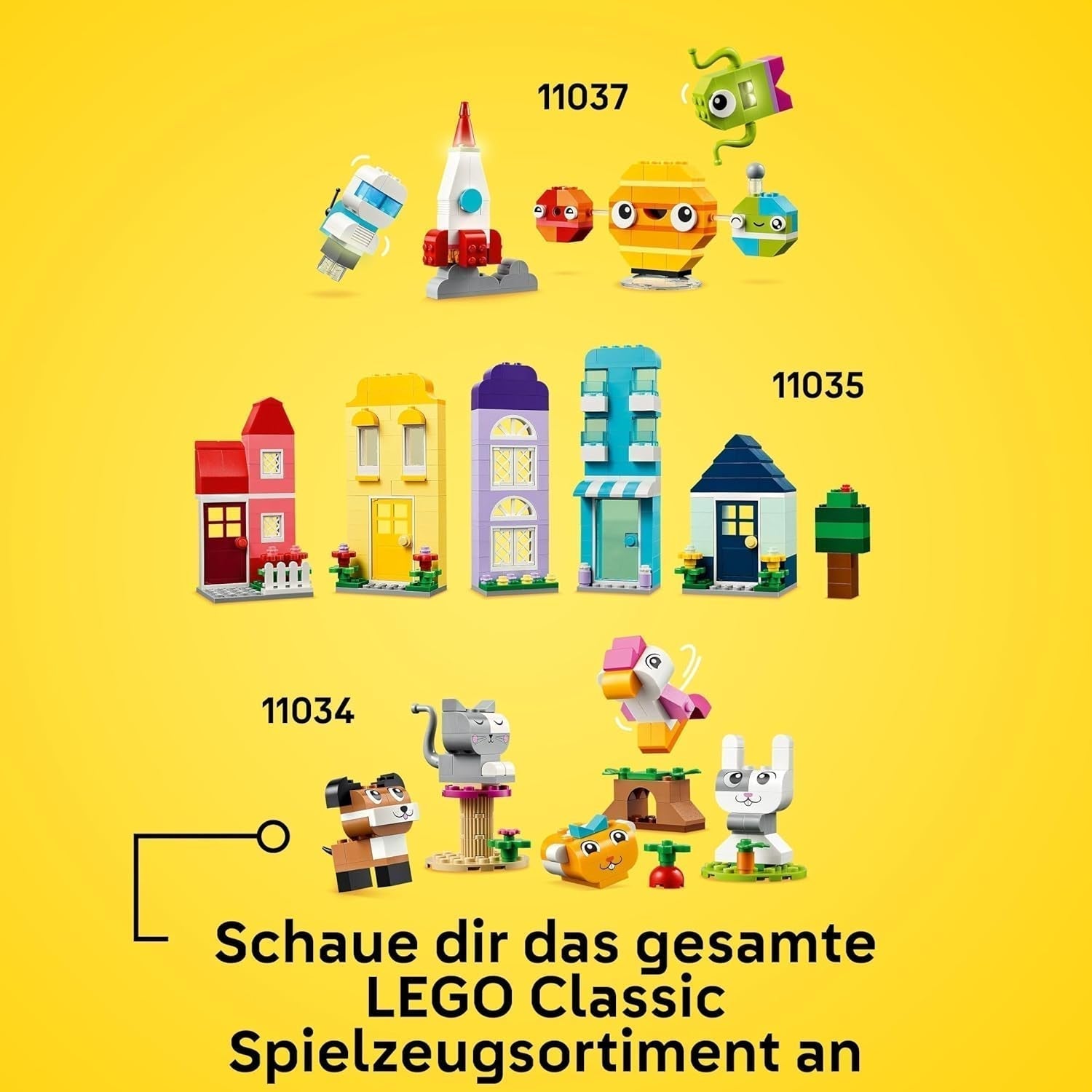 LEGO Classic Kreativhäuser, Bausteinset für Kinder, 850 Steine Bauspielzeug, Hausbauspielzeug mit Zubehör, Geschenk für Jungen und Mädchen ab 4 Jahren 11035 Bausets Beuche den LEGO-Store