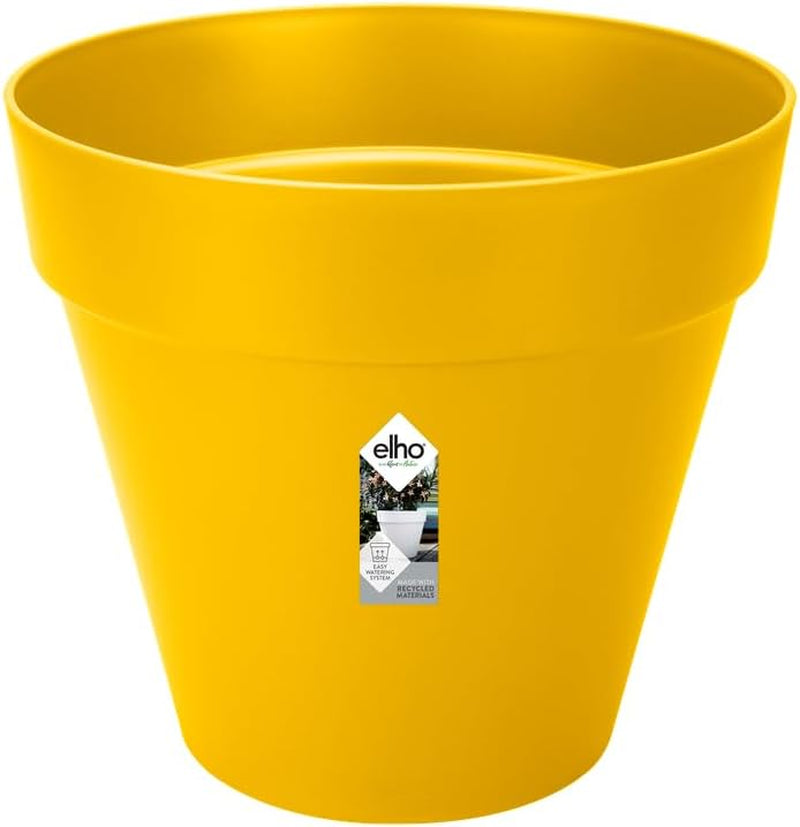 elho Loft Urban Round 40 – Blumentöpfe für den Außenbereich – 100 % recycelter Kunststoff – Ø 38,5 x H 35,3 cm – Gelb/Ocker