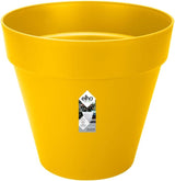 elho Loft Urban Round 40 – Blumentöpfe für den Außenbereich – 100 % recycelter Kunststoff – Ø 38,5 x H 35,3 cm – Gelb/Ocker