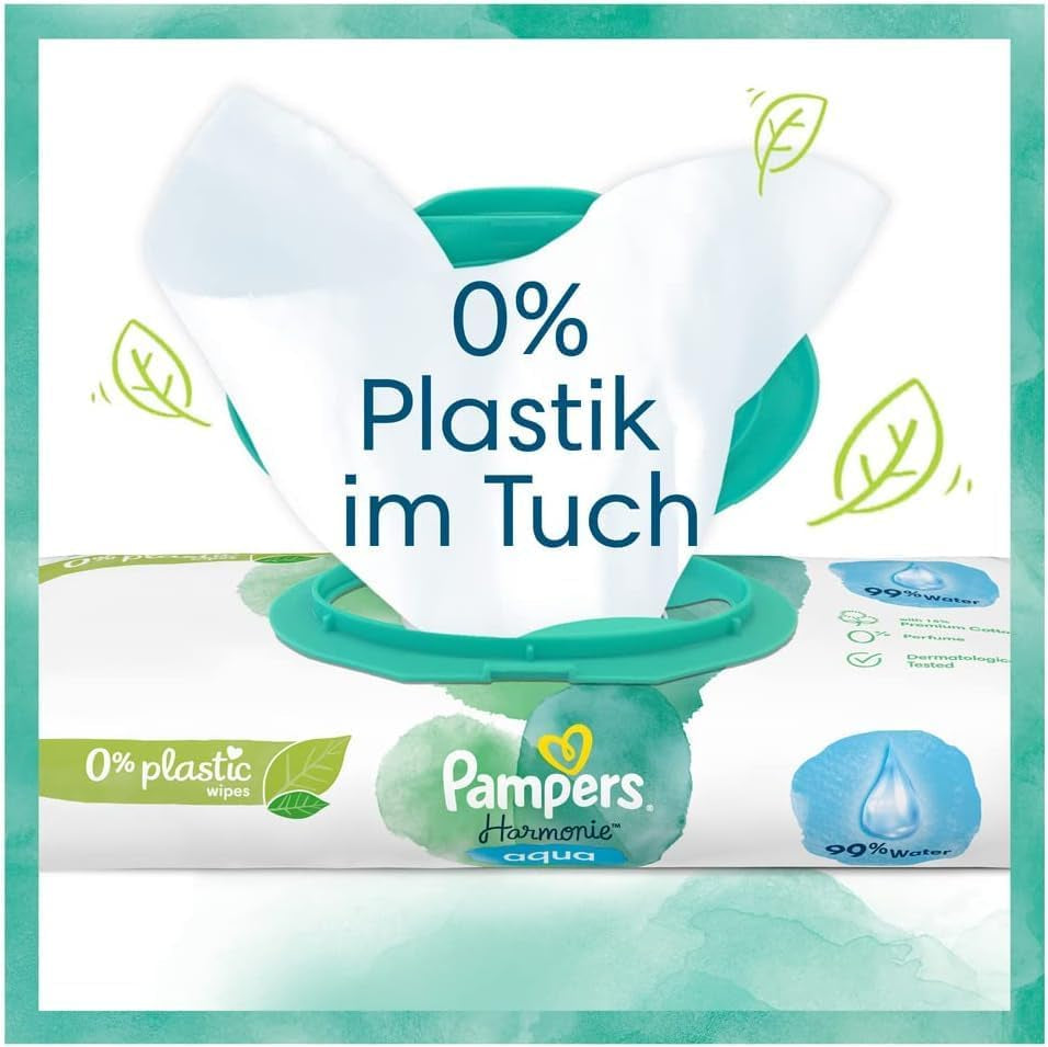 Harmonie Babywindelset Größe 2 (4–8 kg, 240 Teile), Monatsbox und Harmonie Aqua Baby Feuchttücher Box 720 Tücher (15 x 48), Baby Essentials