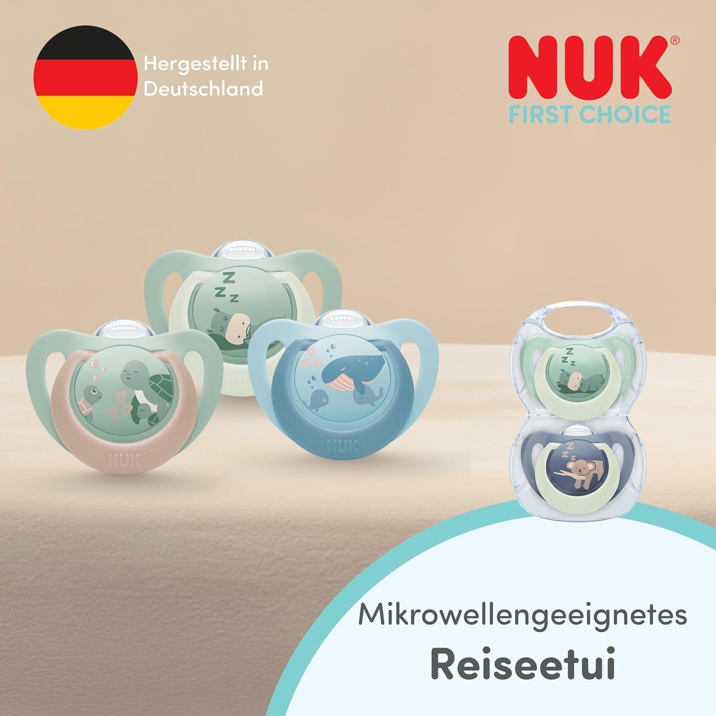NUK First Choice Night Pacifier for Babies | 6-18 Monate | Kieferorthopädische Schnuller, die im Dunkeln leuchten | Beruhigt 99 % der Babys** | Kaninchen/Schaf | Packung 0-2
