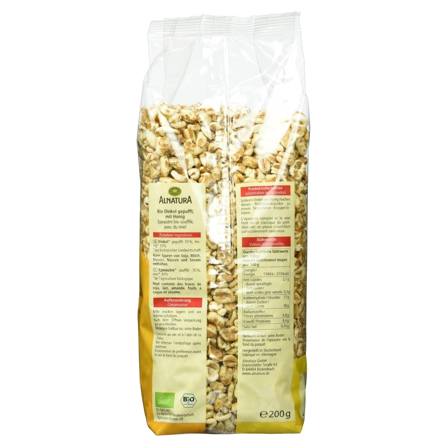 Bio Dinkel Gepuft, 200G Getreide Naty Shop