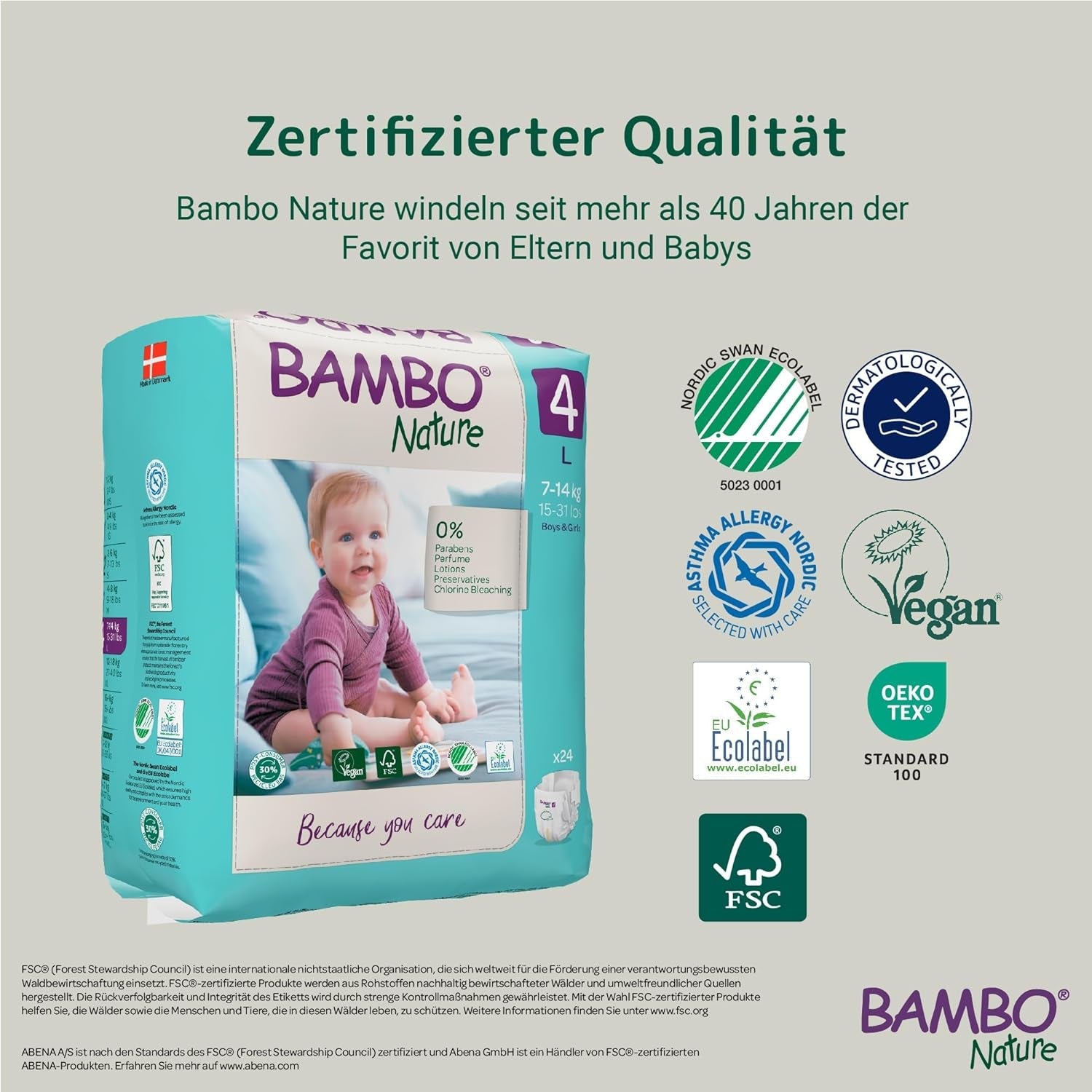 Bambo Nature Windeln für Babys, Größe 4 (7-14 kg), 144 Stück, Monatsbox | Premium-Windeln mit verbessertem Auslaufschutz | Ultimativer Komfort und Freiheit für aktive Kinder | Dermatologisch getestete Windeln