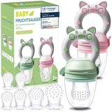 Baby-Fruchtschnuller, 2er-Pack Fruchtschnuller für Babys ab 3 Monaten, verbesserte Version 2023, befüllbare Schnuller, Brei-Schnuller, Fruchtschnuller für Babys, BPA-frei, 8 Silikonsauger in 3 Größen