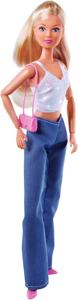 Simba Steffi Love Jeans und Glitzer, passend auf 2 Arten, EIN Artikel enthalten, Glitzer-Oberteil mit Jeans und Modeaccessoires für 29-cm-Puppen, Puppe nicht im Lieferumfang enthalten, ab 3 Jahren