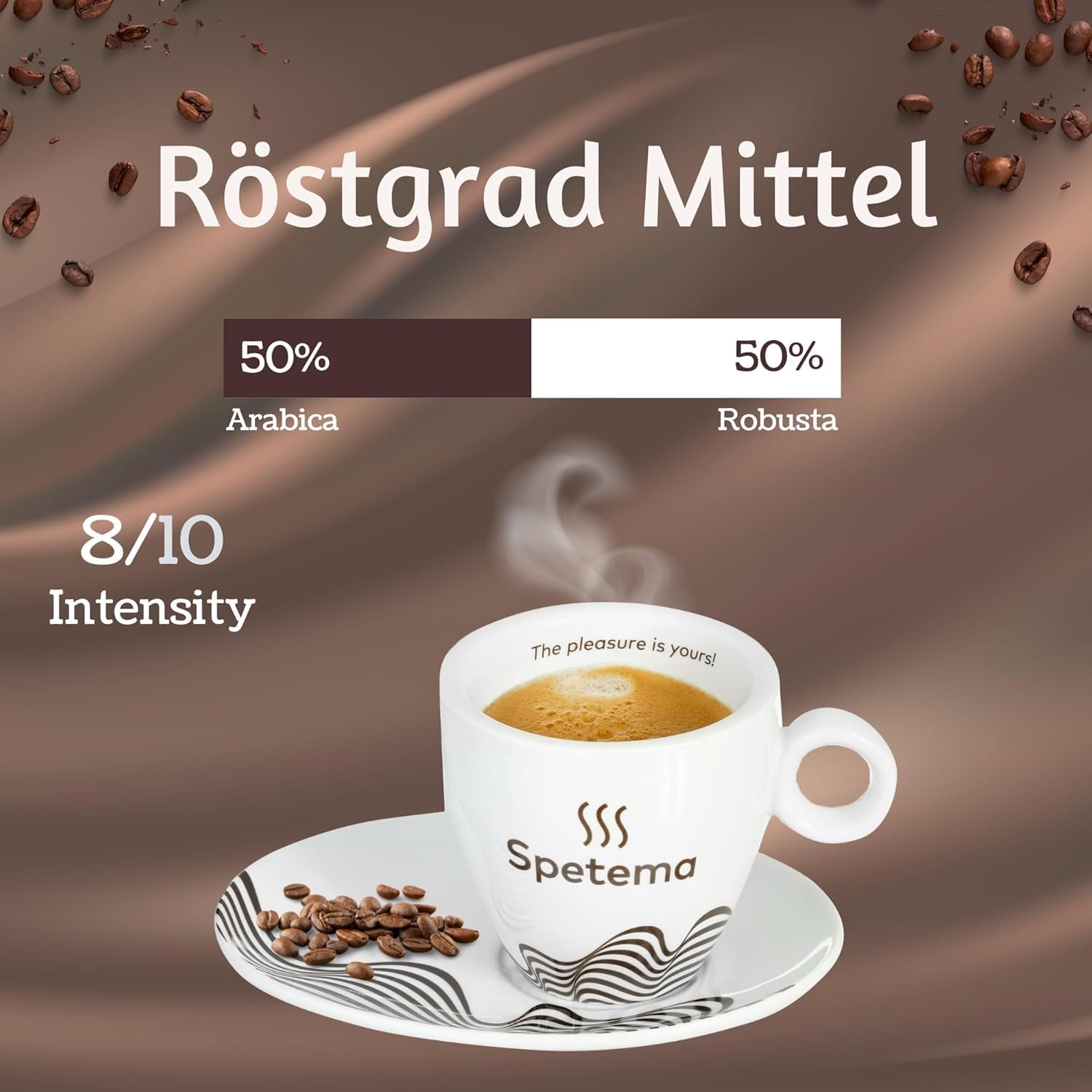 Spetema Kaffeebohnen Ragazzi Espresso Bar – 50 % Arabica & 50 % Robusta, Intensität 8/10, Mittlere Röstung, Zartes Aroma & Dichtes Geschmackserlebnis, 1 kg.
