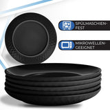 MIAMIO – 6-teiliges modernes Keramik-Geschirr/Teller-Set für 6 – Palmanova-Kollektion (Schwarz, große Teller (6x))