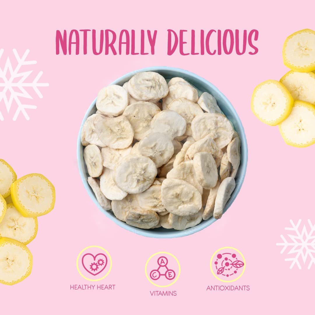 Gefriergetrocknete Bananenscheiben 100g - gefriergetrocknete Bananenchips - gefriergetrocknete Trockenfrüchte - getrocknete Bananenscheiben für Dekoration, Snacks, Smoothies und Desserts Dehydrierte Produkte Naty Shop