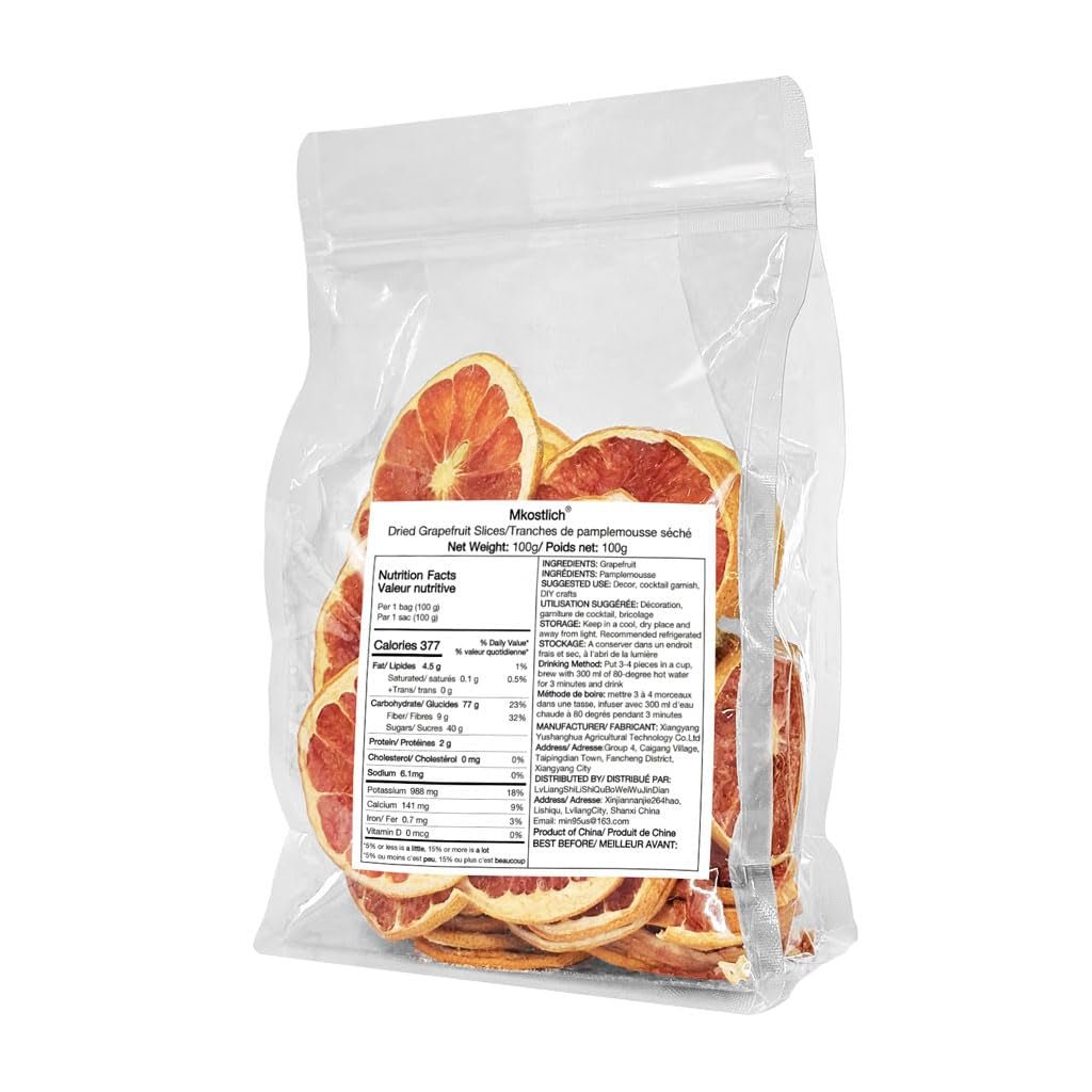 Getrocknete Grapefruitscheiben, dehydrierte Grapefruit, Vasenfüller, Weihnachtsdekoration, rote Grapefruitscheiben, Trockenfruchtscheiben für Tee, ohne Zuckerzusatz (100 g (1 Packung)) Naty Shop Dehydrierte Produkte