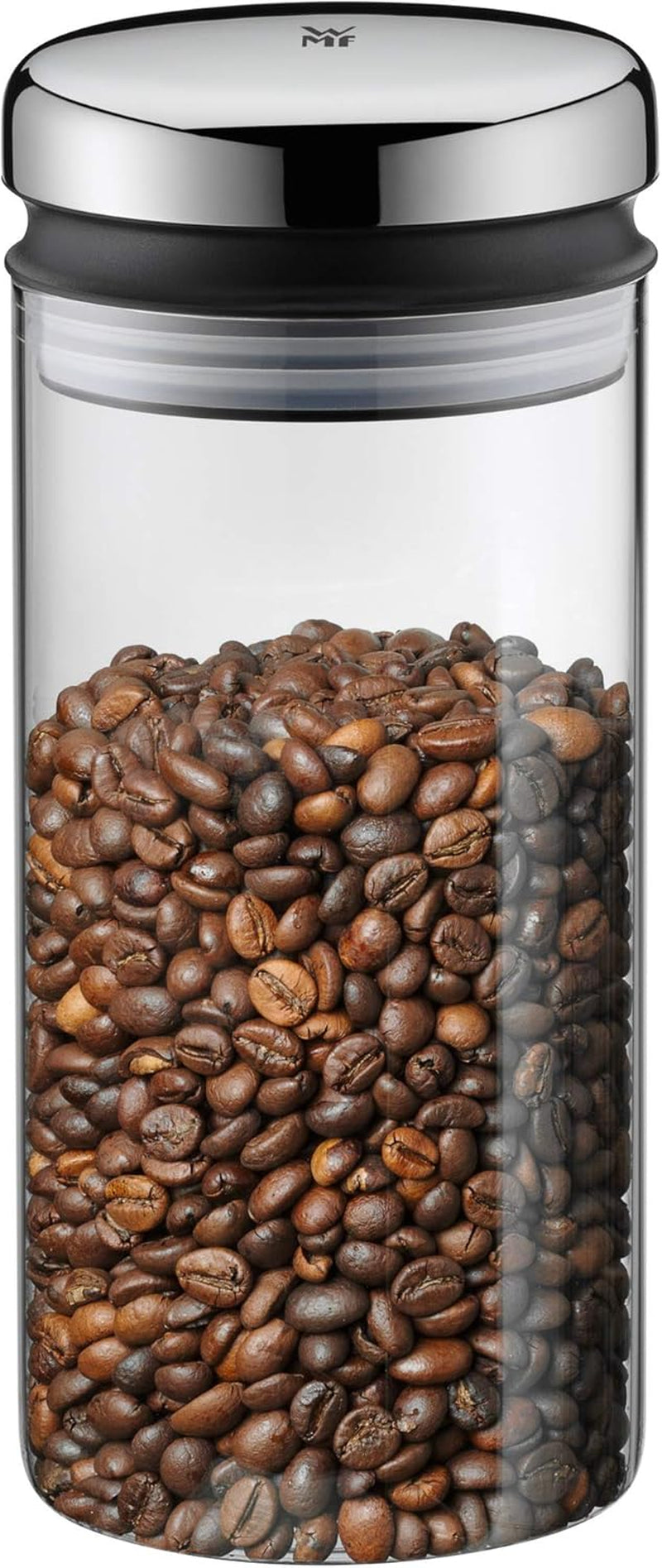 WMF Kult Cromargan Kaffeelöffel Kaffeedose aus Edelstahl mit mattem Finish 500g und 1 Liter Vorratsdose aus Glas Depot spülmaschinenfest Frischhaltedosen Naty Shop