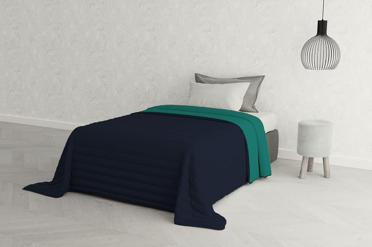 Italienische Bettwäsche Estivo Einzelbett, Leinen, Aqua, 170 x 270 cm Bettdecken und Steppdecken Naty Shop Aqua 170 x 270 cm
