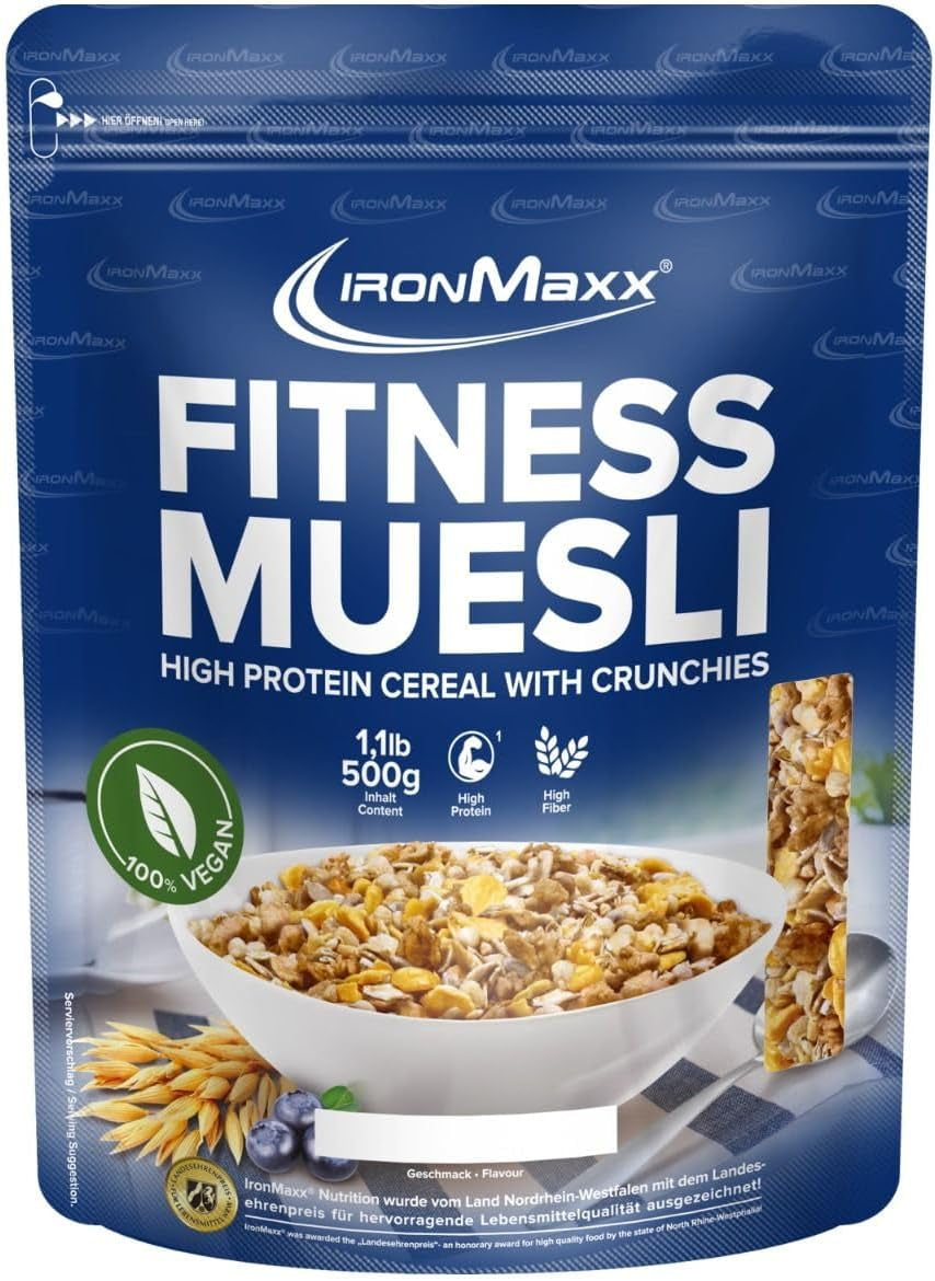 IronMaxx Fitness Müsli - Cookies & Cream, 2 kg Beutel | Proteinreiches veganes Müsli mit knusprigem Inhalt | Wenig Zucker und viel Ballaststoffe