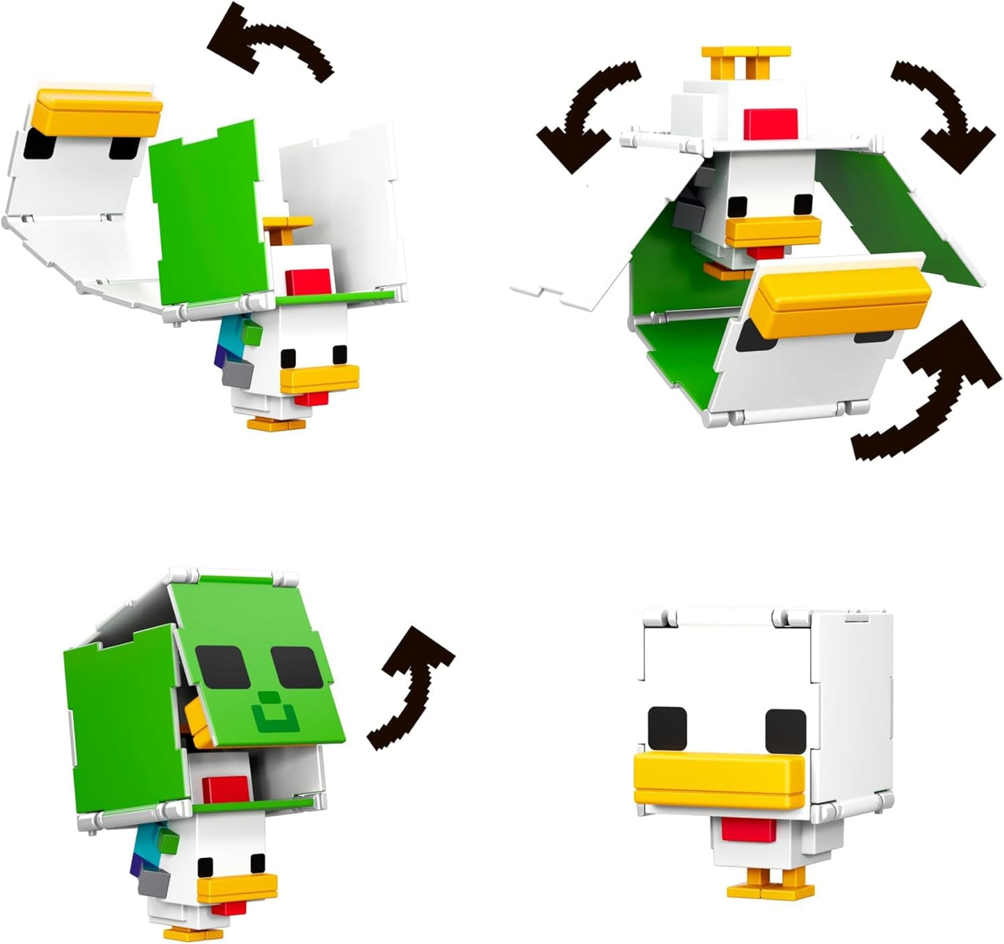 Mattel Minecraft Flippin' Figs Schaf und Huhn 2er-Pack mit 2-in-1-Spielfiguren, großen Köpfen und Pixel-Design HXK17 Actionfiguren Naty Shop
