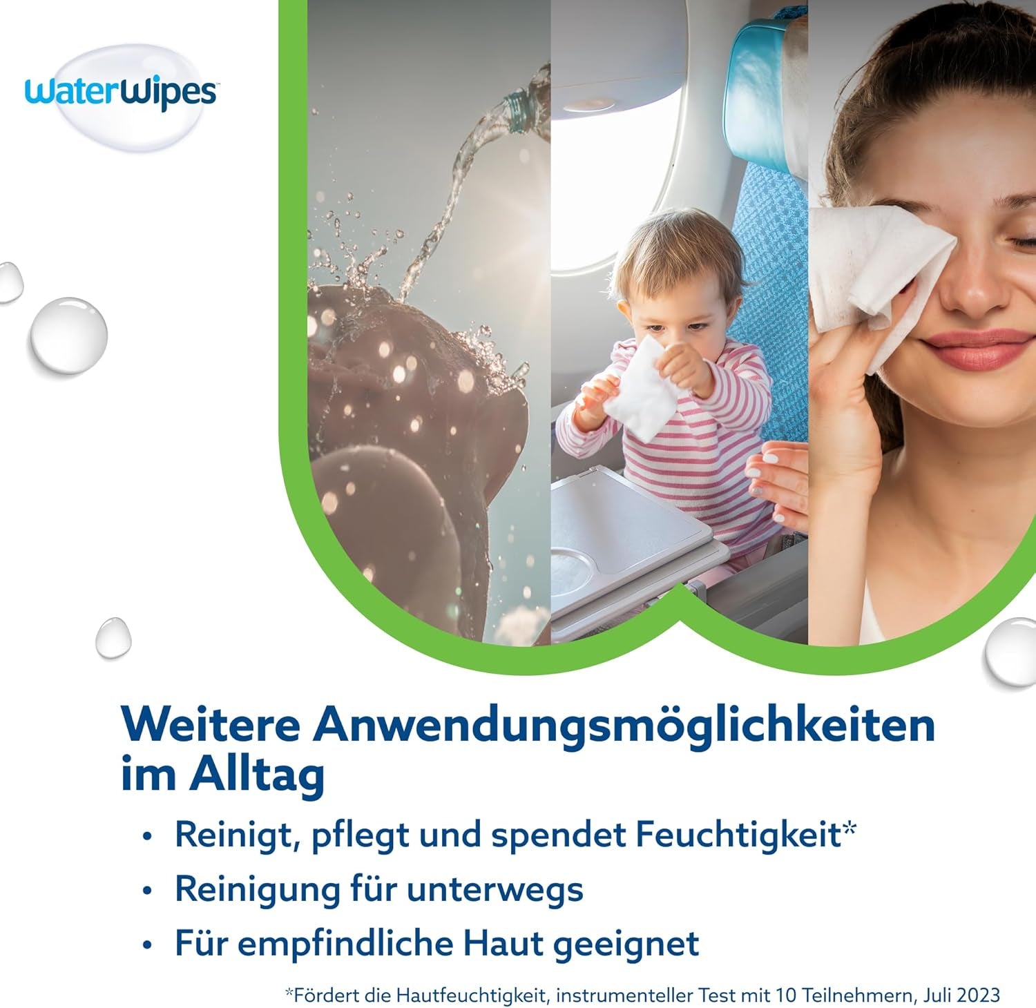 WaterWipes Sensitive+ Hydrating Boost Feuchttücher, feuchtigkeitsspendende Tücher, 360 Stück (6er-Pack), 3-in-1-Reinigung, Pflege, Hydratation, 99 % Aloe-Vera-Wasser, parfümfreie Babytücher