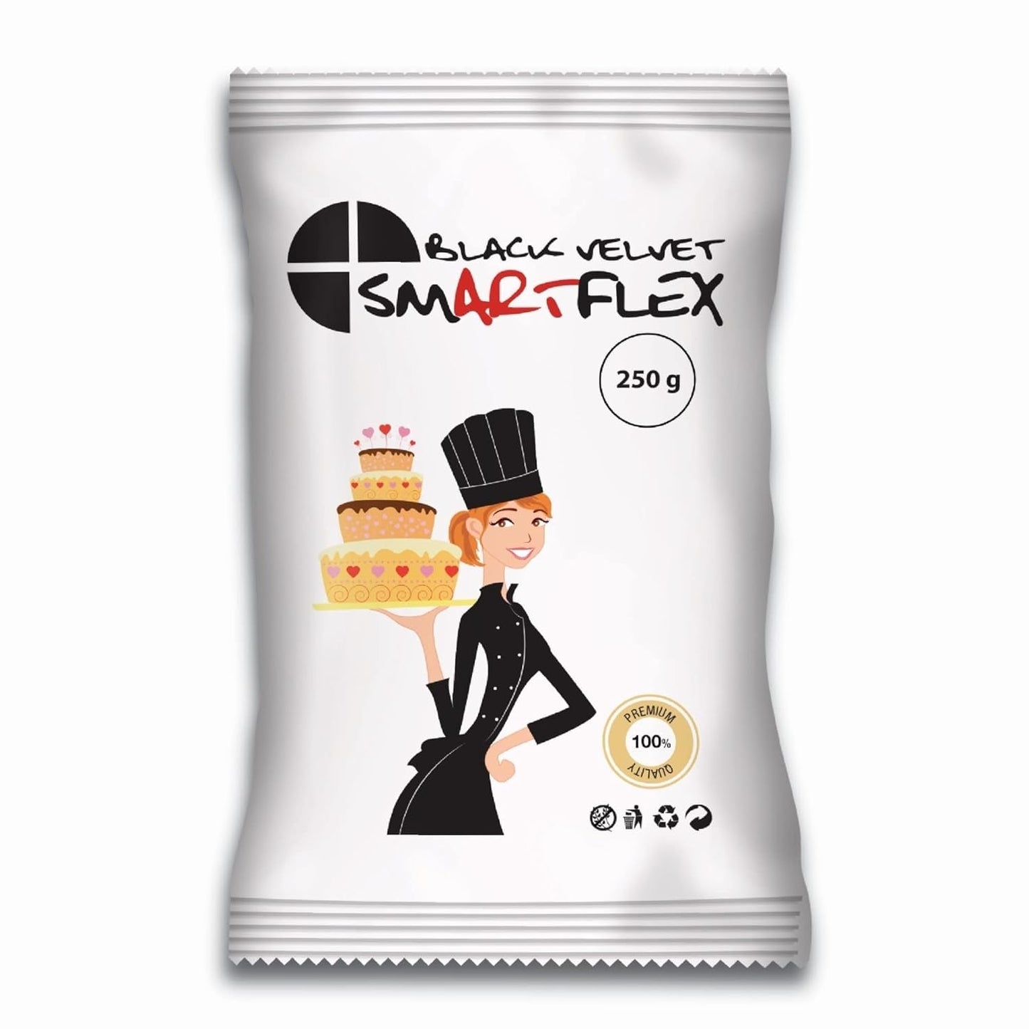 Black Velvet Fondant, 250 g Naty Shop Zuckerpaste 250 g (1 Packung)