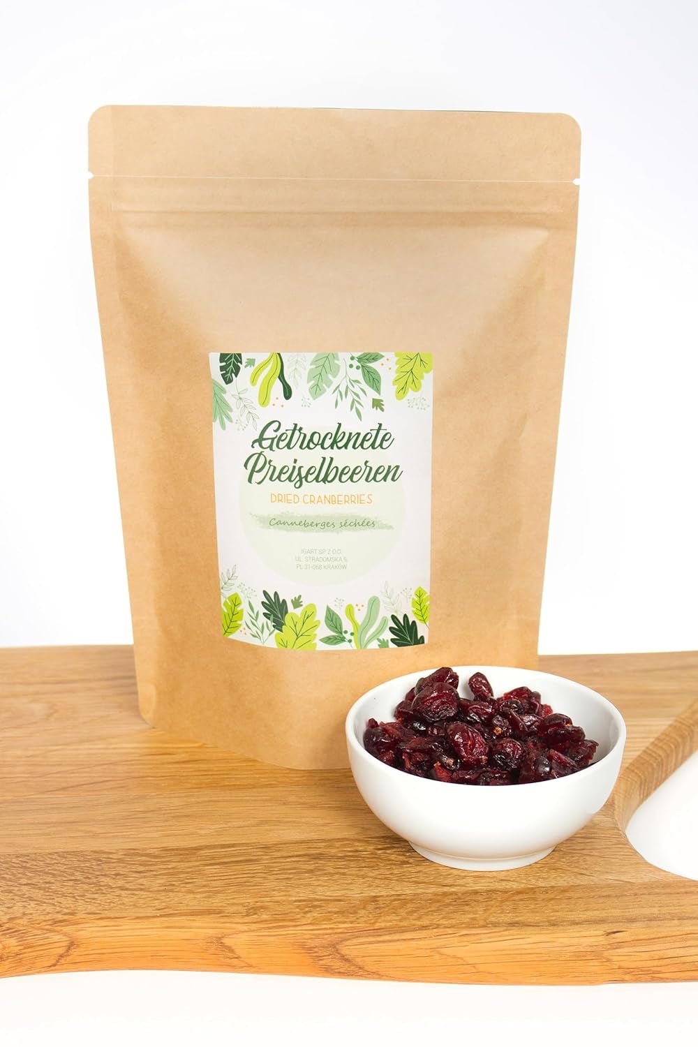 FOOD&WOOD® Ganze getrocknete Cranberries 500g | Getrocknete Preiselbeeren | 1A Qualität | Natürlich süß | ideal als Snack, im Joghurt oder zum Backen | ohne Zuckerzusatz | Trocken | ungeschwefelt. Naty Shop dehydrierte Produkte