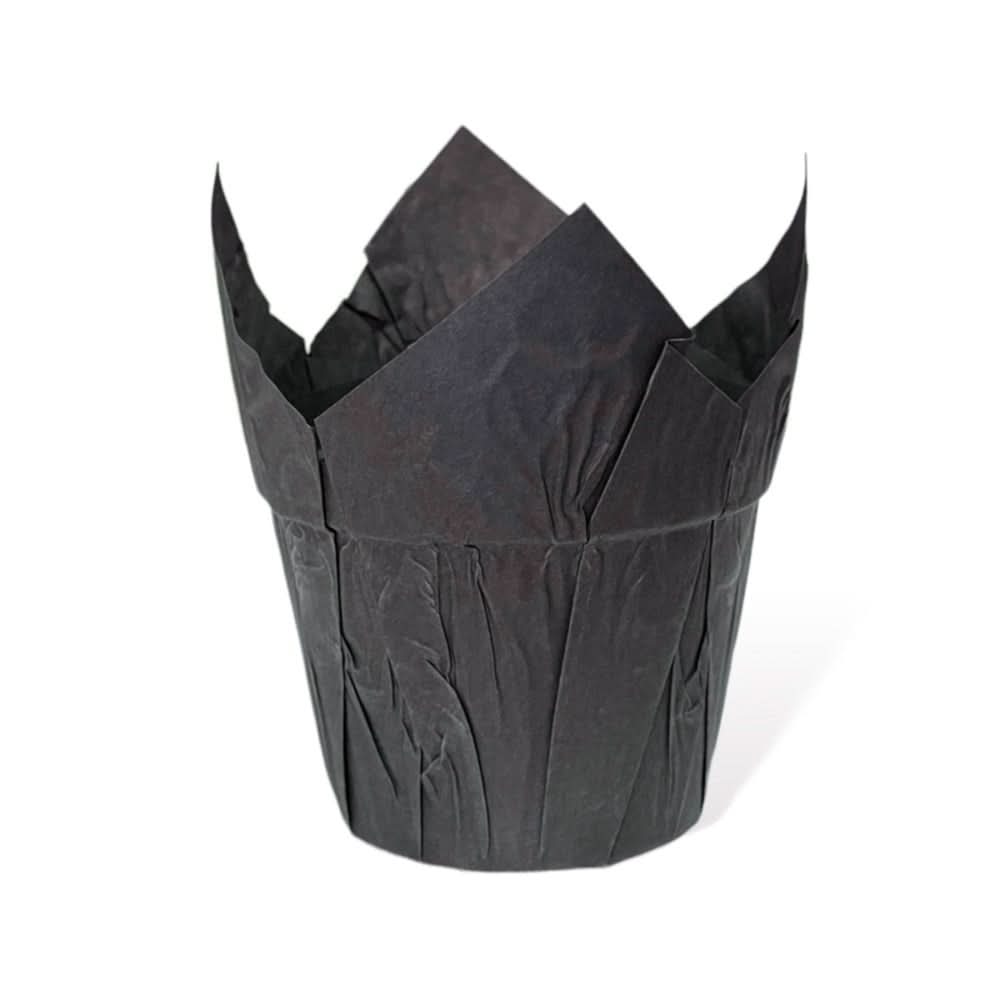 Schwarze Backformen für Muffins in Form einer Tulpe 20 Stück Nati Shop