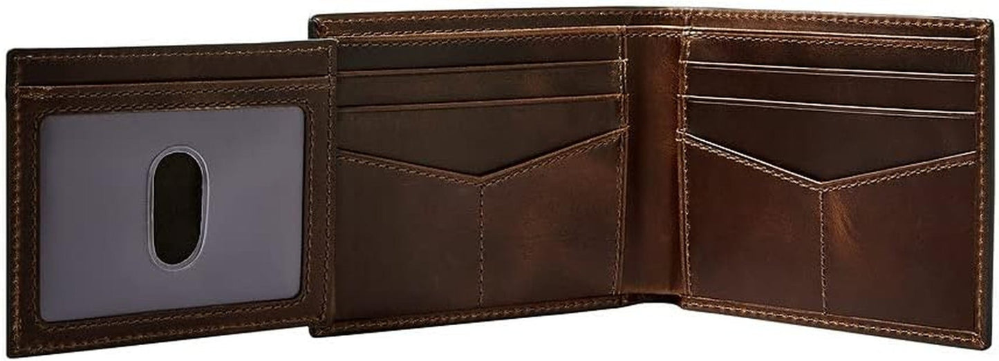 Fossil Mens Derrick Travel Accessoire Bi Fold Wallet, Dunkelbraun, 11,43 cm L x 1,6 B 9,22 H EU Herrenbrieftasche Naty Shop