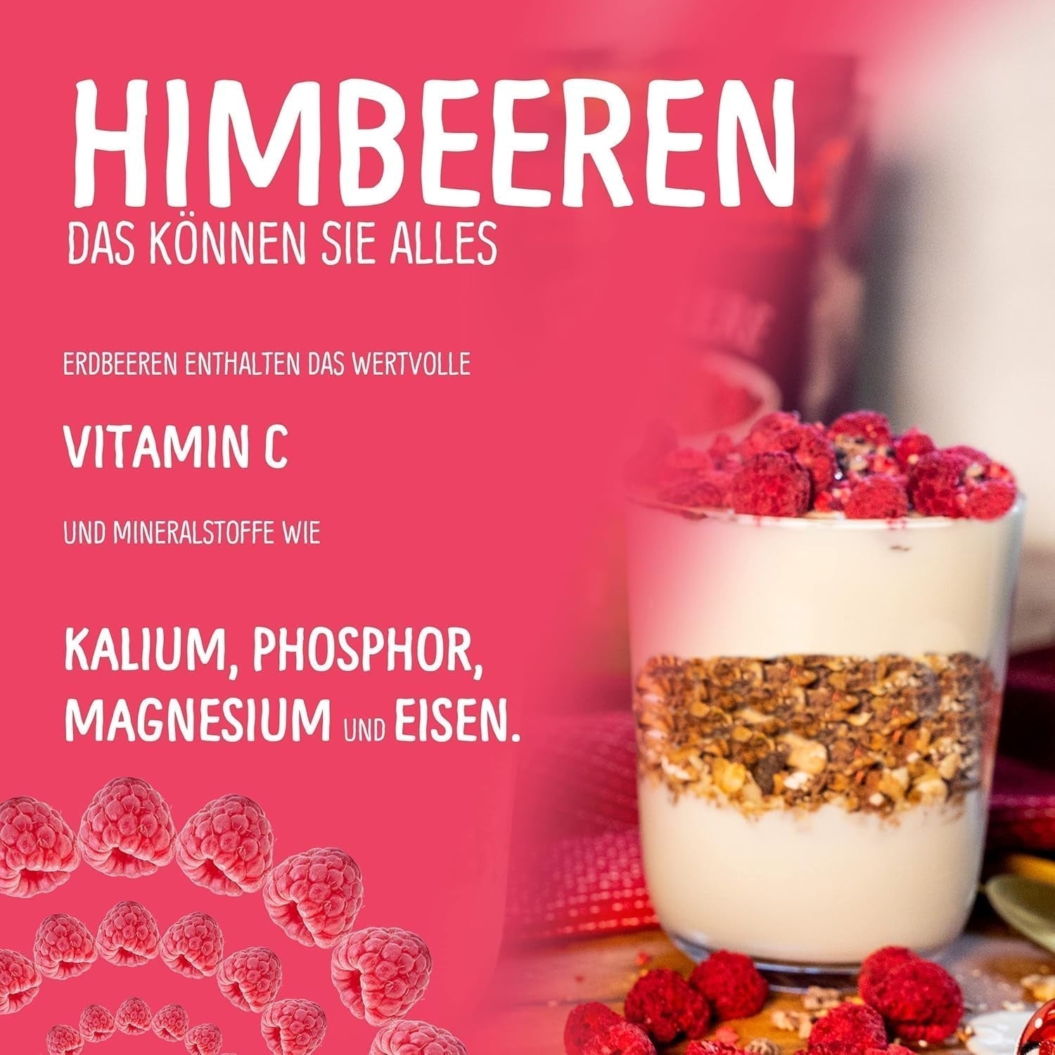 Gefriergetrocknete Früchte: 100g gefriergetrocknete Himbeeren für Smoothie-Bowls, Müsli, Porridge-Toppings – gefriergetrocknete Beeren ohne Zuckerzusatz – gefriergetrocknete Beeren – Früchte von NutriPur Dehydrierte Produkte Naty Shop