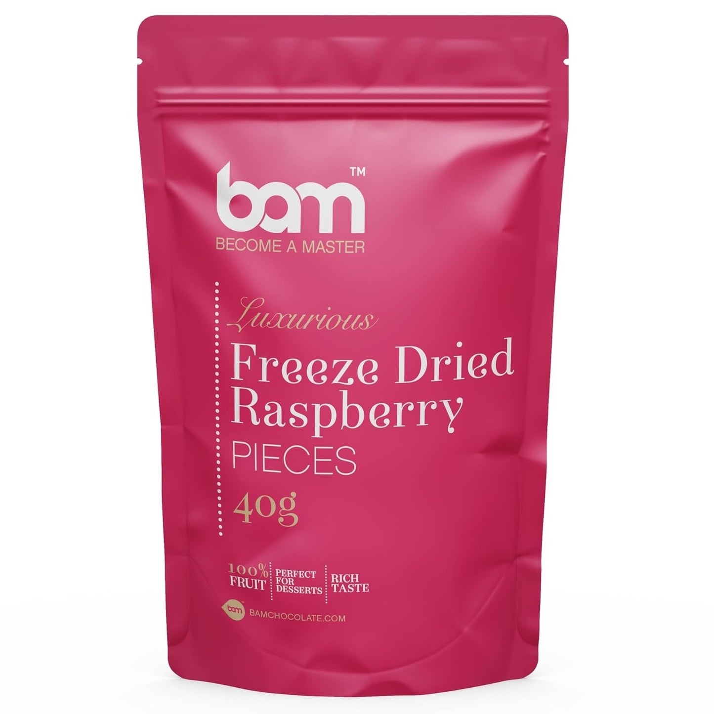 Gefriergetrocknete Früchte BAM, 40 Gramm, natürliche Früchte, perfekte Desserts, reichhaltiger Geschmack (Erdbeere). Dehydrierte Produkte Naty Shop Himbeere