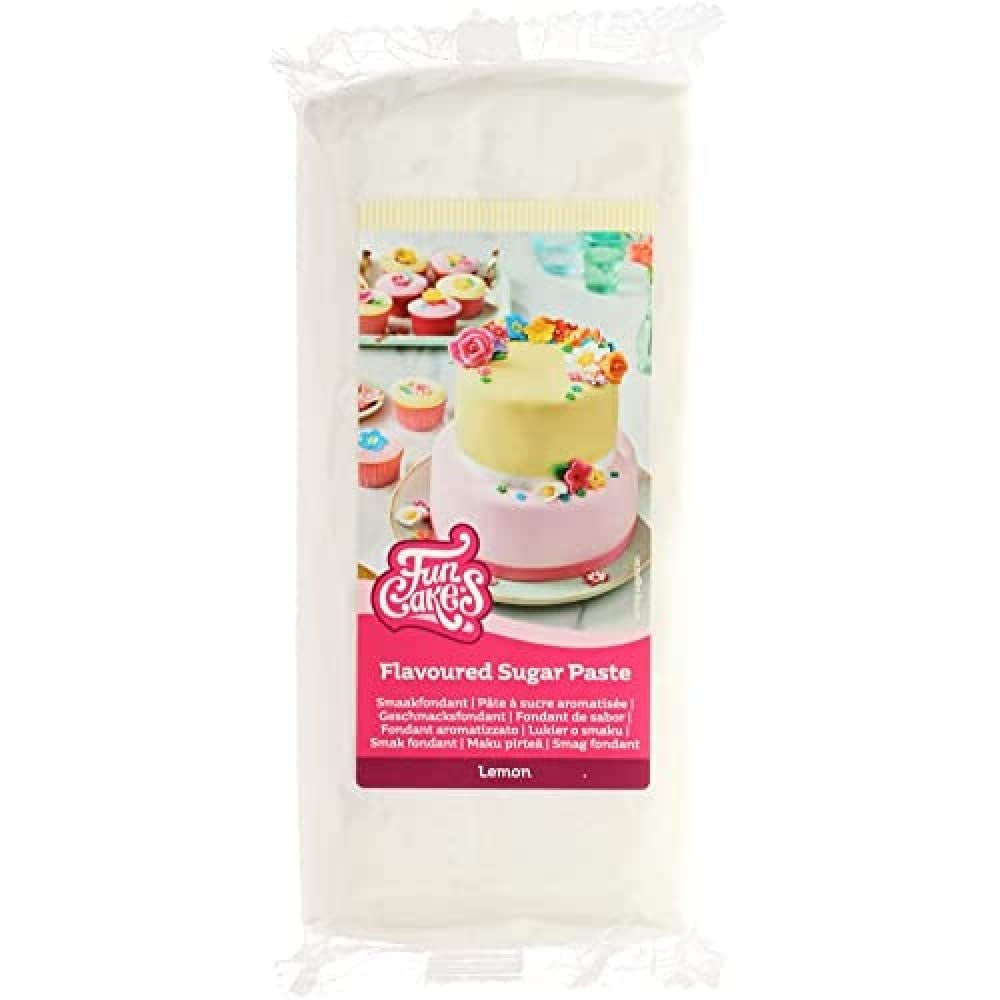 FunCakes Fondant mit Zitronengeschmack: Köstlicher Geschmack, glatte Textur, leicht zu verteilen, gerollter Fondant, perfekt für Kuchen, Cupcakes und Kekse. Halal, koscher und glutenfrei. 250 g (3er-Pack) Naty Shop Zuckerpaste 1 kg Zitrone
