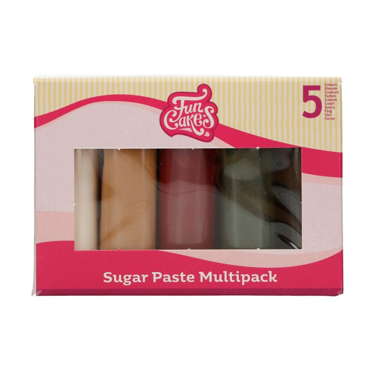 FunCakes Fondant-Multipack. Einfach zu verwenden, glatt, flexibel, weich und biegsam, perfekt zum Dekorieren von Kuchen, halal, koscher und glutenfrei. 5 Farben, 5 x 100 g, Naty Shop Default Title Sparkling Sugar Paste Palette