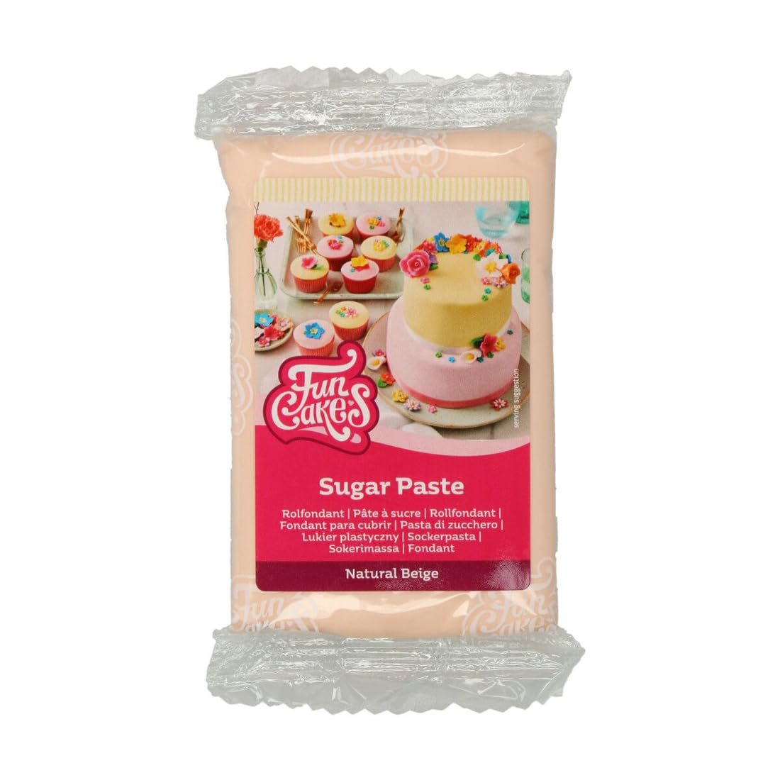 FunCakes Natural Beige Rollfondant: Einfach zu verwenden, glatt, flexibel, weich und biegsam, perfekt zum Dekorieren von Kuchen, Halal, koscher und glutenfrei, 250 g Naty Shop Zuckerpaste Standardtitel