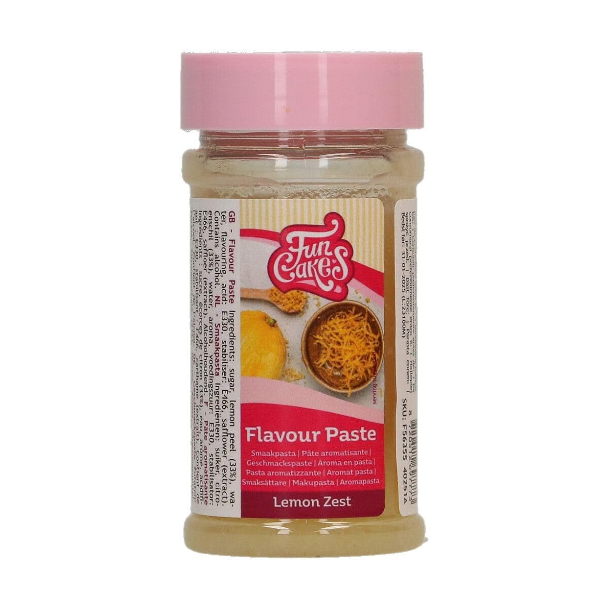 FunCakes Zitronenschalen-Geschmackspaste: Lebensmittelaroma, toller Geschmack, gut zum Dekorieren von Kuchen, geeignet für Gebäck und Füllungen. 100 g. Naty Shop Default Title Zuckerpaste