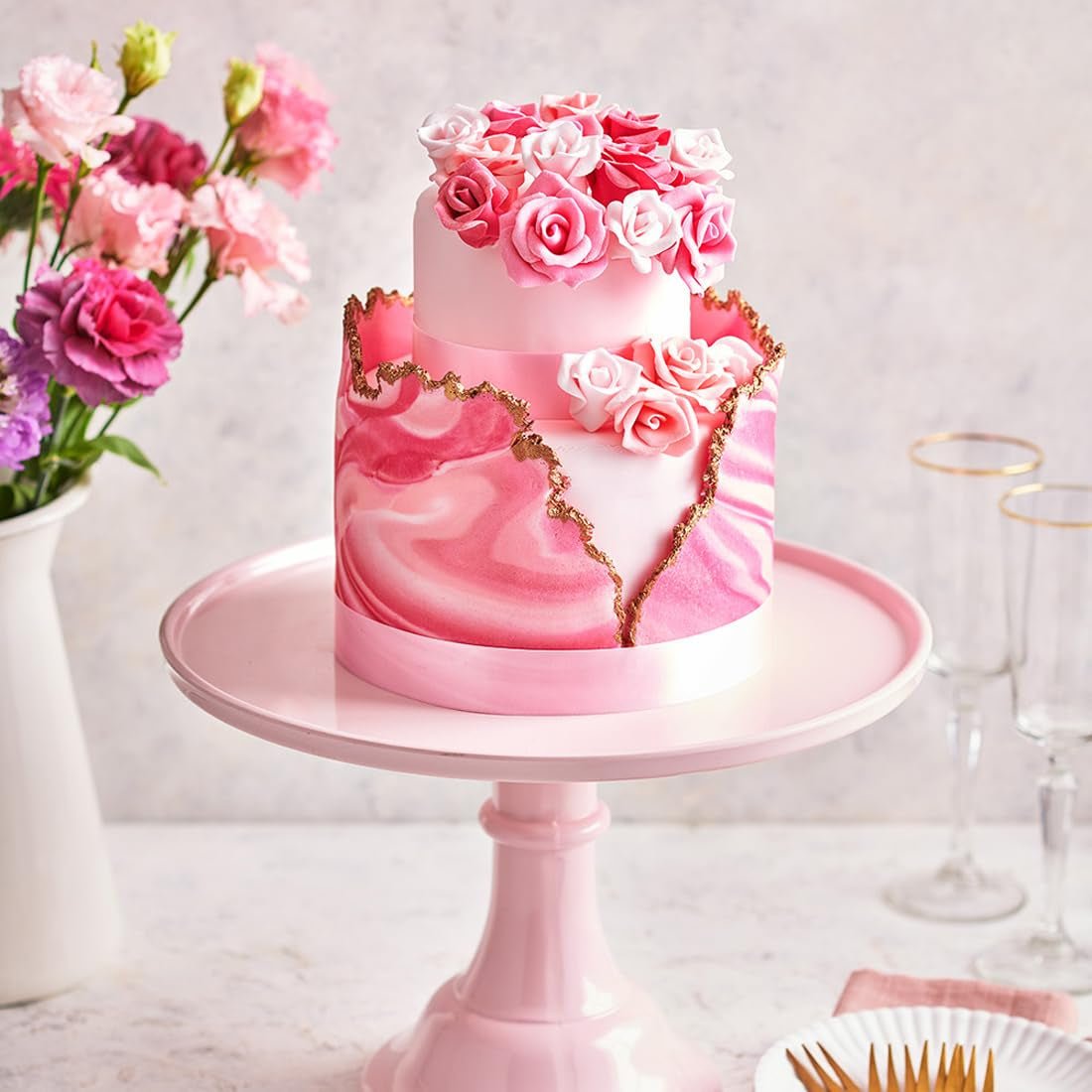 FunCakes Roll Fondant Sweet Pink: Einfach zu verwenden, glatt, flexibel, weich und biegsam, perfekt zum Dekorieren von Kuchen, Halal, koscher und glutenfrei. 1 kg Naty Shop Zuckerpaste