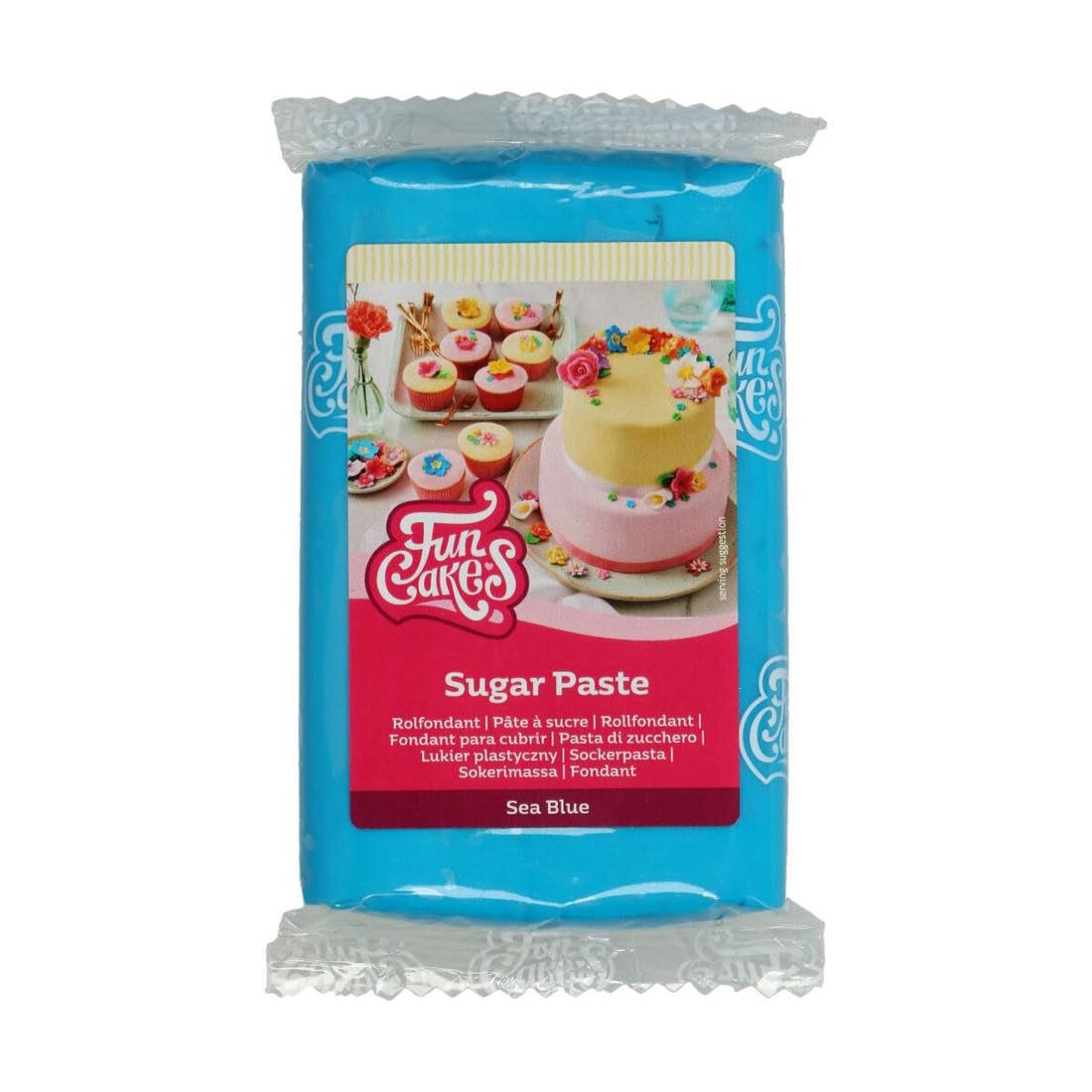 FunCakes Sea Blue laminierter Fondant: Einfach zu verwenden, glatt, flexibel, weich und biegbar, perfekt zum Dekorieren von Kuchen, Halal-, koscher- und glutenfrei, 250 g Naty Shop Standardtitel-Zuckerpaste