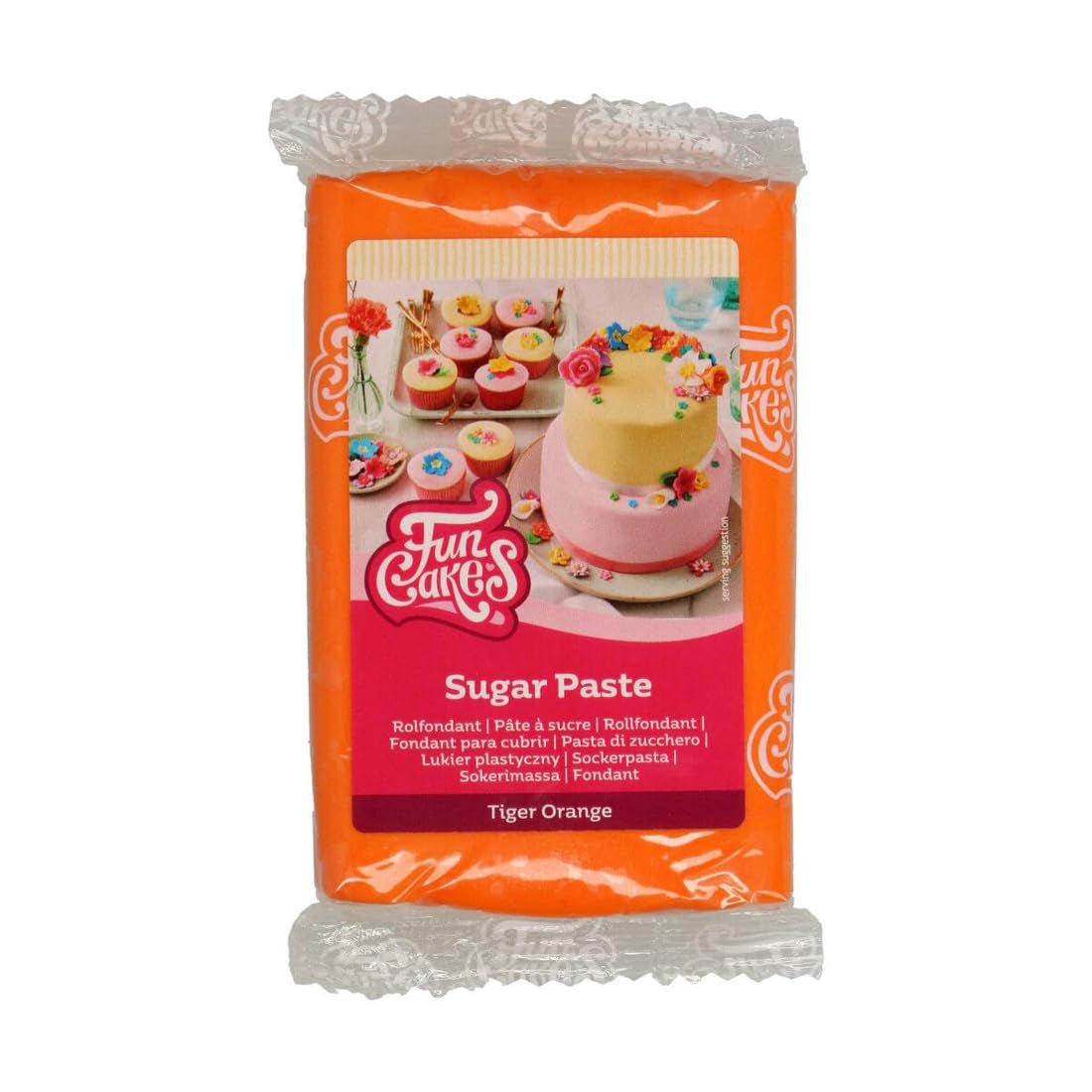 FunCakes Tiger Orange Laminierter Fondant: Einfach zu verwenden, glatt, flexibel, weich und biegbar, perfekt zum Dekorieren von Kuchen, Halal-, koscher- und glutenfrei, 250 g Zuckerpaste Naty Shop Standardtitel