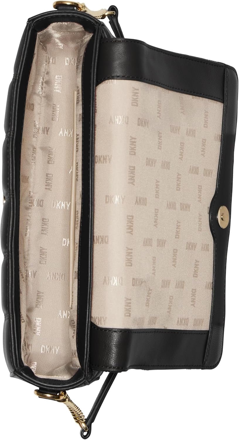 DKNY Damen Flap Umhängetasche, Schwarz/Gelb Damen Naty Shop Taschen