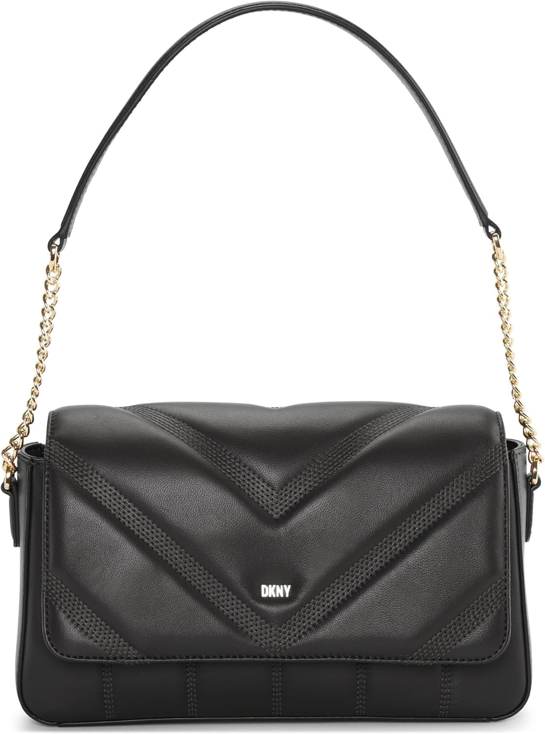 DKNY Damen-Schultertasche mit Klappe, Schwarz/Gelb, Taschen für Damen, Naty Shop Standardtitel