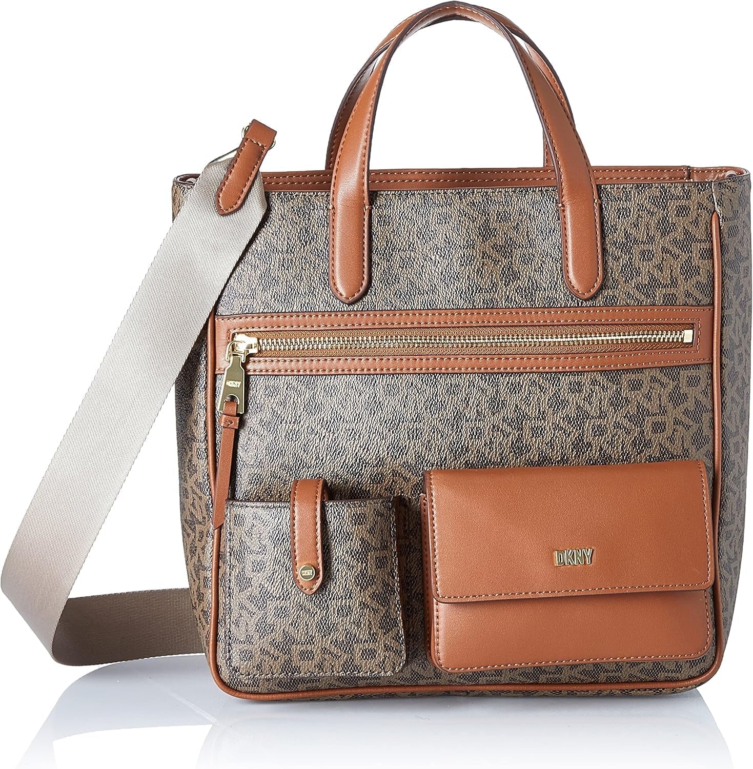DKNY Damen Zyon Messenger Tote Bag, Mokka/Karamell, Einheitsgröße Taschen Damen Naty Shop Standardtitel