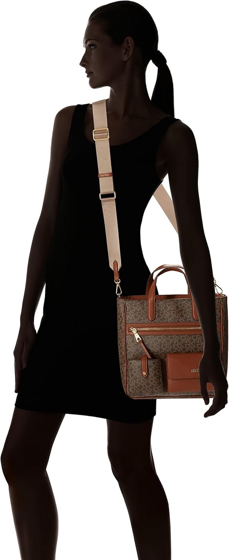 DKNY Damen Zyon Messenger Tote Bag, Mokka/Karamell, Einheitsgröße Damentaschen Naty Shop