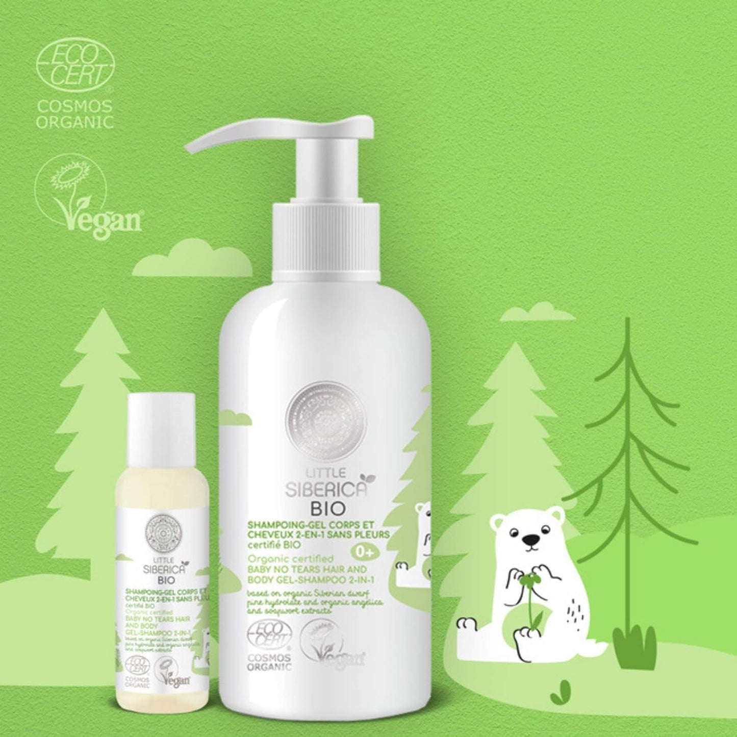 Duschgel - Geruchloses Shampoo Corps et Cheveux zertifiziert BIO 250 ml Kinder - Bade- und Hautpflege Naty Shop