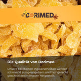 Kandierter Ingwer in Stücken 1 kg | Dehydrierte Trockenfrüchte Glasierte Ingwerscheiben | Geschnittener kandierter Ingwer | Gesüßte getrocknete Blätter | IDEAL für Rezepte | Vegetarier und Veganer. Naty Shop dehydrierte Produkte