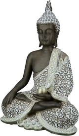 GILDE Dekoskulptur Sitzender Buddha - Meditation - braun/weiß - Höhe 29 cm Statuetten und Skulpturen Naty Shop Braun Höhe 35 cm
