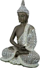 GILDE Dekoskulptur Sitzender Buddha - Meditation - braun/weiß - Höhe 29 cm Statuetten und Skulpturen Naty Shop Braun Höhe 29 cm