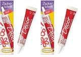Günthart BackDecor 25g Zuckerbuchstaben WEISS für jedes Dessert in weißer Farbe aus Zucker für schöne Buchstaben und Designs, 1 Packung (25g) Naty Shop Zuckerpaste 25G (2er Pack) Rote Zuckerschrift